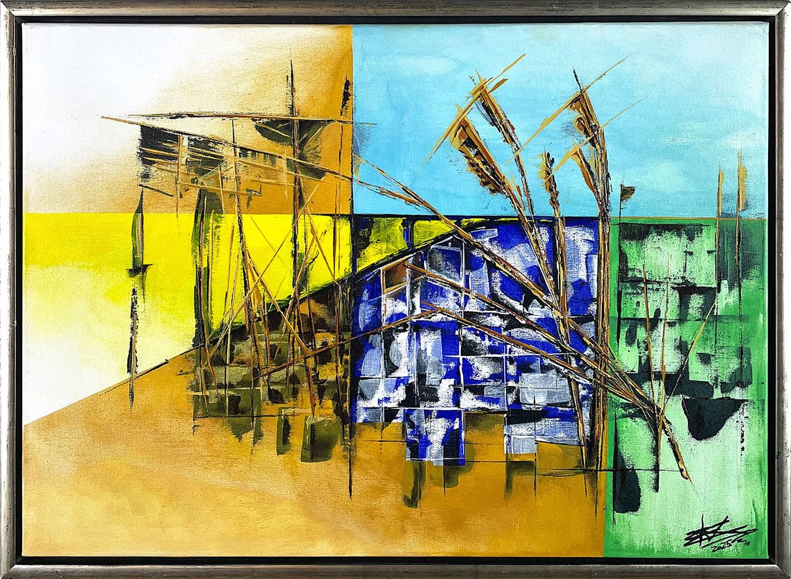Erik Groesch "Village on the Coast" 2025 - Framed