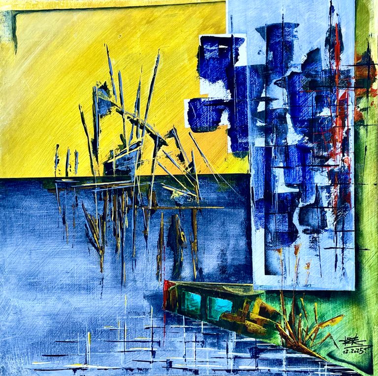 Erik_Groesch_Relaxed_Reflection_2026_Acrylic_on_Canvas_Board_40x40cm